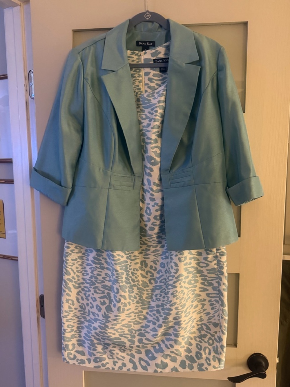 Dana Kay Light Blue Blazer with Animal Print Dress